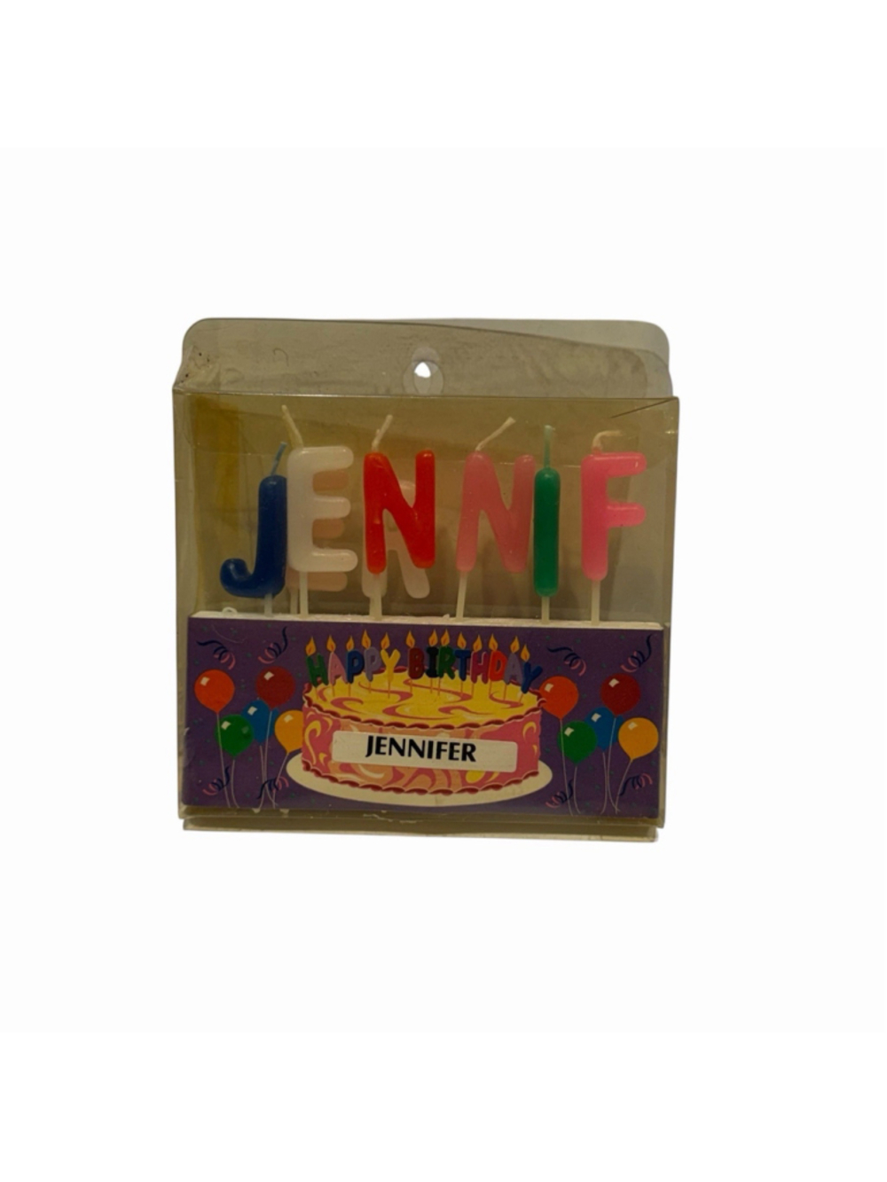 Swibco Vintage Jennifer Happy Birthday Letter Candles Name Cake Candles NOS 8 Pc